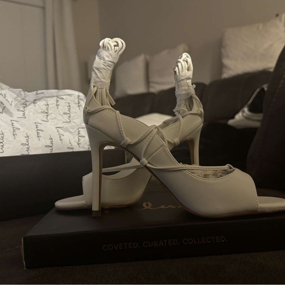 Lulu's Cream Strappy Heels